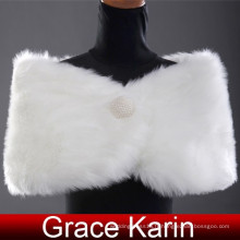 Grace Karin Elegant Design Hiver Blanc Faux fourrure Châles nuptiale de mariage CL2616